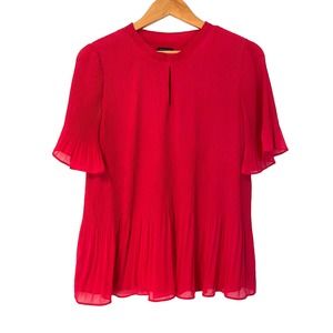 Ann Taylor Pleated Keyhole Neckline Blouse
